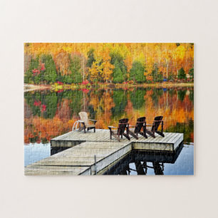Wooden Dock On Autumn Lake Jigsaw Puzzle