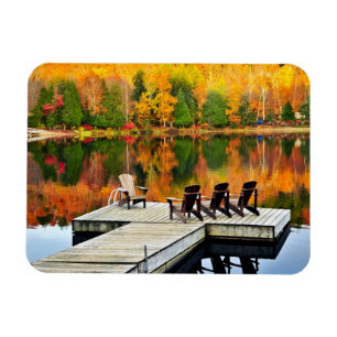 Wooden Dock On Autumn Lake Magnet