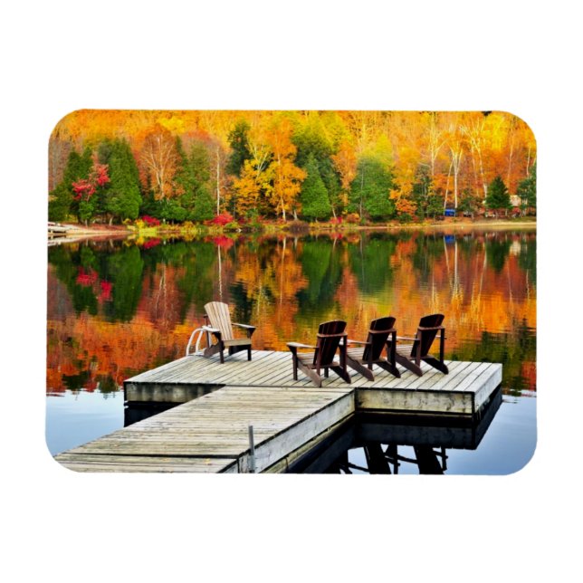 Wooden Dock On Autumn Lake Magnet (Horizontal)