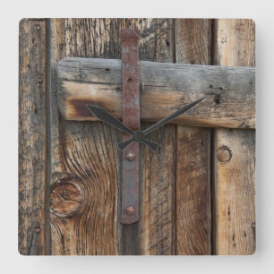 Wooden door close-up, California Square Wall Clock