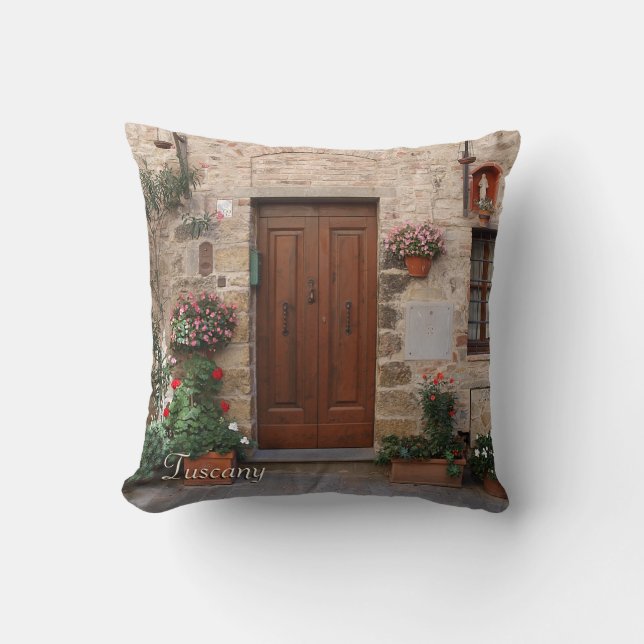 Wooden Door Tuscany Italy Personalised Cushion (Front)