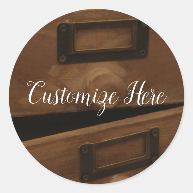 Wooden Drawer  Classic Round Sticker (Front)