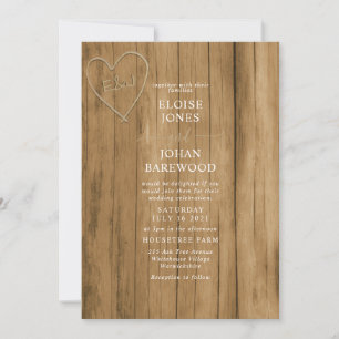 Wooden effect carved wedding invitation
