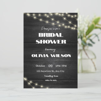 Wooden Elegance: Rustic Wedding with Tree Lights Invitation