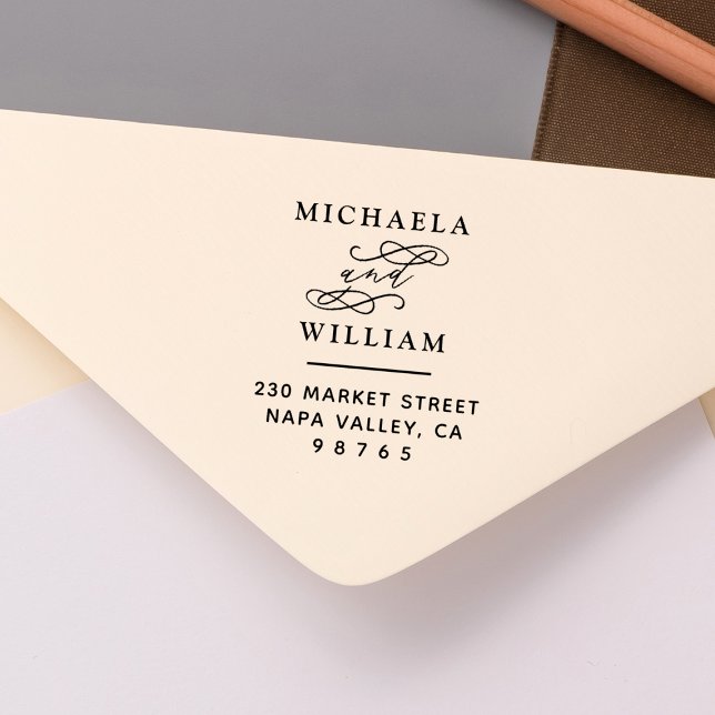 Wooden Elegant Round Return Address Rubber Stamp (Rubber Stamp Mock-up)