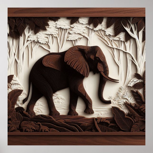 Wooden elephant art poster (Front)
