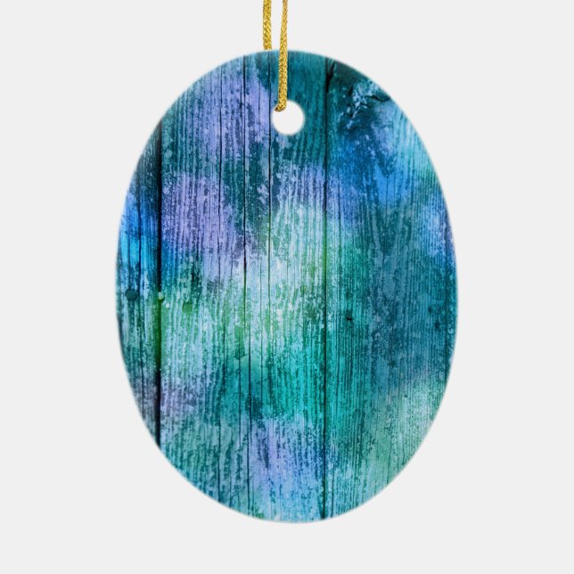 Wooden Fence Graffiti Purple Blue Green Turquoise Ceramic Tree Decoration (Back)
