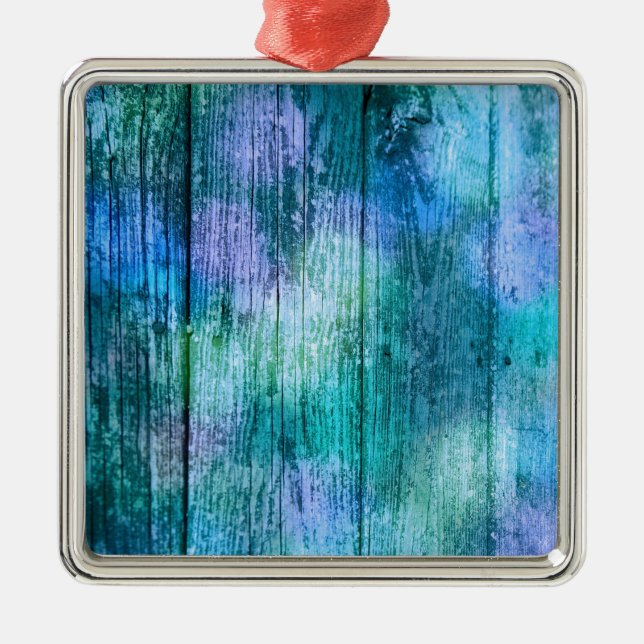 Wooden Fence Graffiti Purple Blue Green Turquoise Metal Tree Decoration (Front)