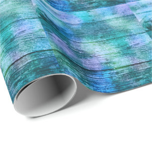 Wooden Fence Graffiti Purple Blue Green Turquoise Wrapping Paper
