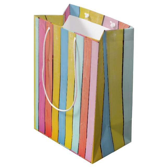 Wooden Fence Slats Medium Gift Bag (Back Angled)