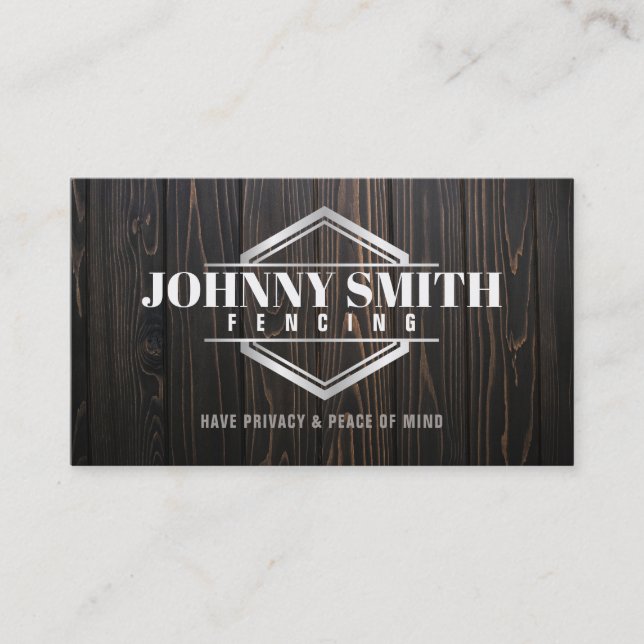 Wooden Fence Slogans Business Cards (Front)