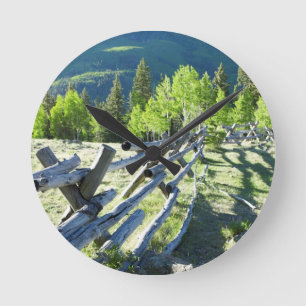 Wooden Fenceline Round Clock