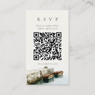 Wooden Fishing Boat Amalfi Coast QR Code RSVP Card