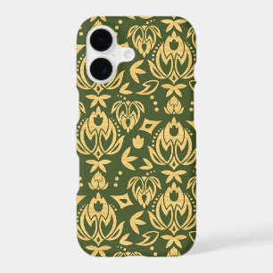 Wooden floral damask pattern background