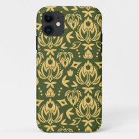 Wooden floral damask pattern background