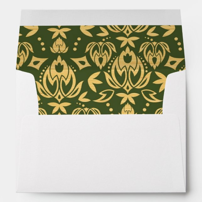 Wooden floral damask pattern background envelopes (Back (Bottom))