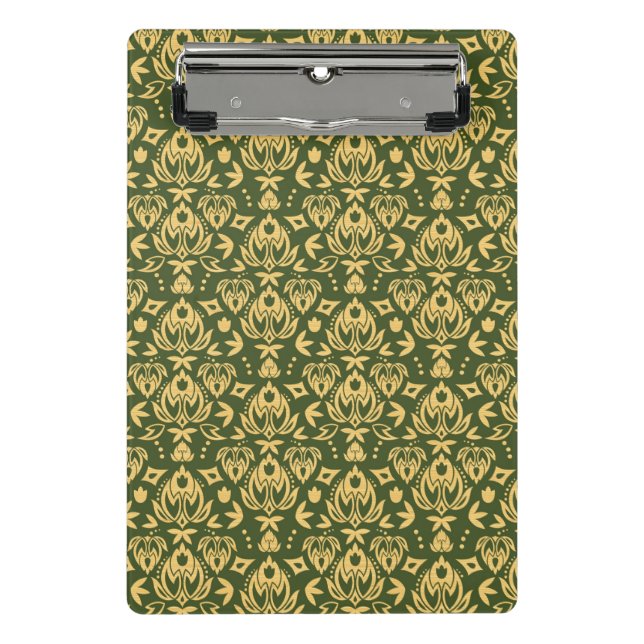 Wooden floral damask pattern background mini clipboard (Front)
