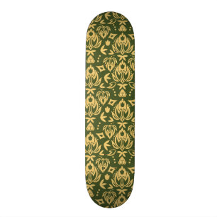 Wooden floral damask pattern background skateboard