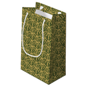 Wooden floral damask pattern background small gift bag