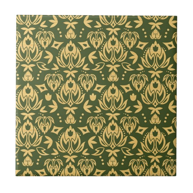 Wooden floral damask pattern background tile (Front)