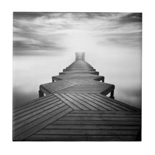Wooden Footbridge over the Sea Tile