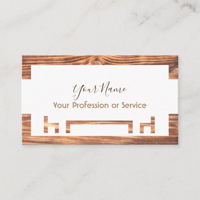 Wooden frame for interior design and furniture! bu business card (Front)