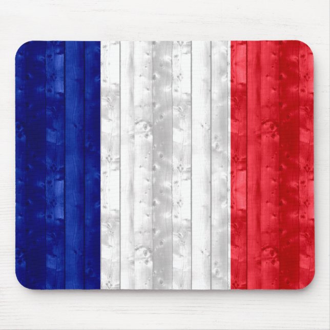 Wooden French Flag Mouse Mat (Front)