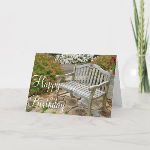 Wooden garden bench Birthday greeting card