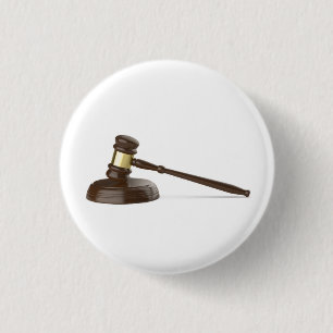 Wooden gavel 3 cm round badge