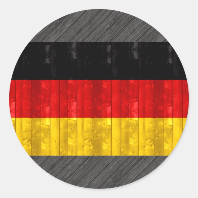Wooden German Flag Classic Round Sticker (Front)