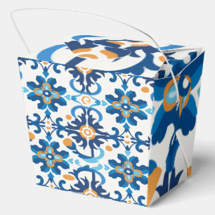 Wooden Gift Box with Persian-Inspired Blue Pattern