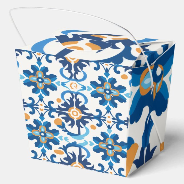 Wooden Gift Box with Persian-Inspired Blue Pattern (Back)