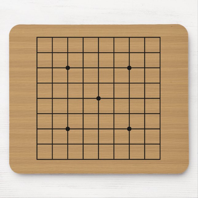 Wooden Go Board 9x9 Mouse Mat (Front)