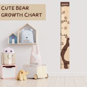 Wooden Growth Height Chart Ruler Bear Teddy