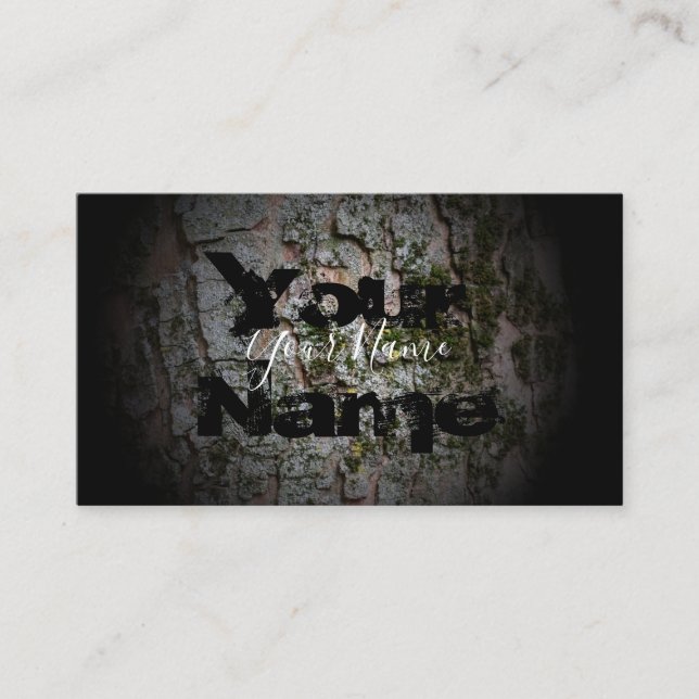 Wooden grunge black vanished letters business card (Front)