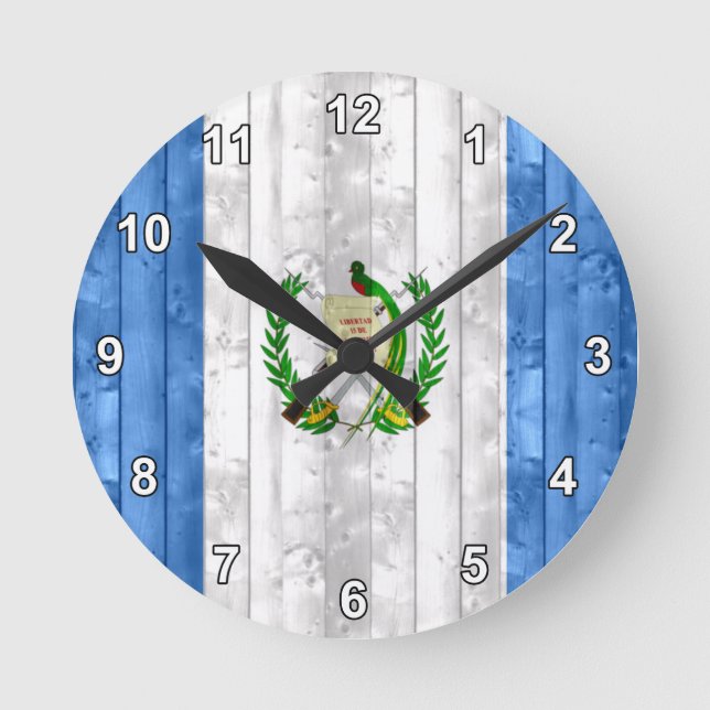 Wooden Guatemalan Flag Round Clock (Front)