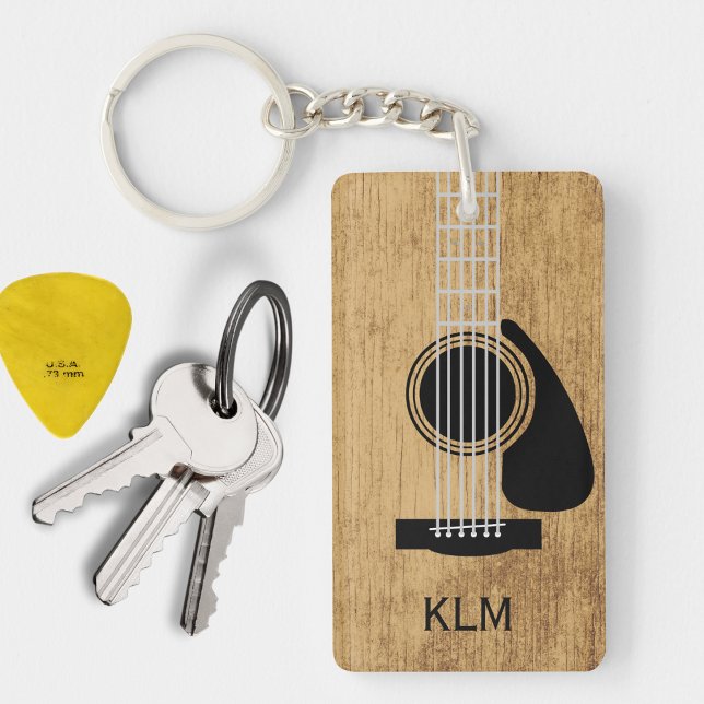Wooden Guitar Monogram Key Ring (Creator Uploaded)