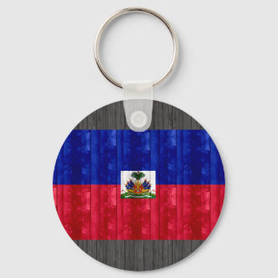 Wooden Haitian Flag Key Ring