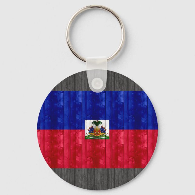 Wooden Haitian Flag Key Ring (Front)