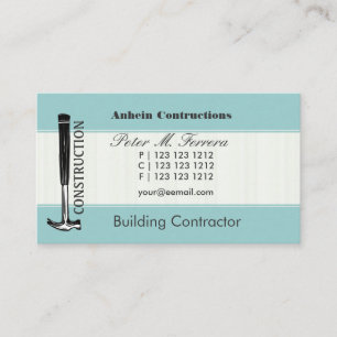 Wooden Hammer Handy  Men's  Carpenter Tool Blue Business Card
