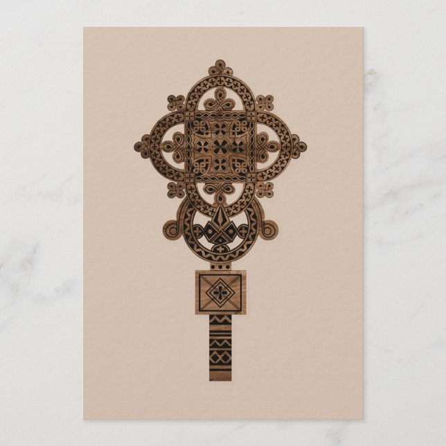 Wooden Hand Cross  Invitation (Front)