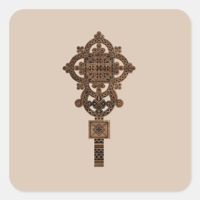 Wooden Hand Cross  Square Sticker (Front)