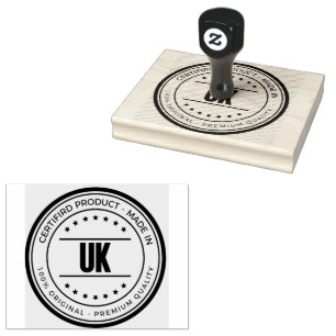 Wooden Handle UK Text Stationery office Red Ink Rubber Stamp