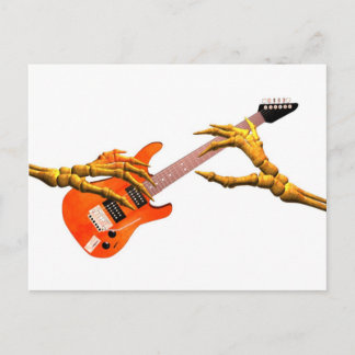 Wooden hands play electric guitar gift design postcard