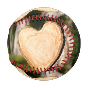 wooden heart baseball