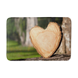 wooden heart bath mat