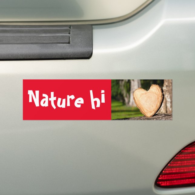 wooden heart bumper sticker (On Car)