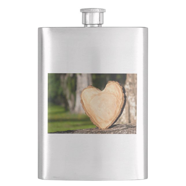 wooden heart hip flask (Front)