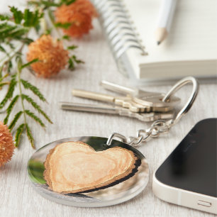 wooden heart key ring