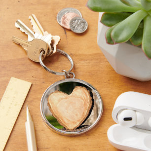 wooden heart keychain